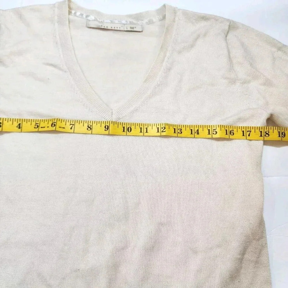 Old Navy Sweater Women's L Ivory   Wool Blend V-neck Longsleeve - Picture 4 of 9